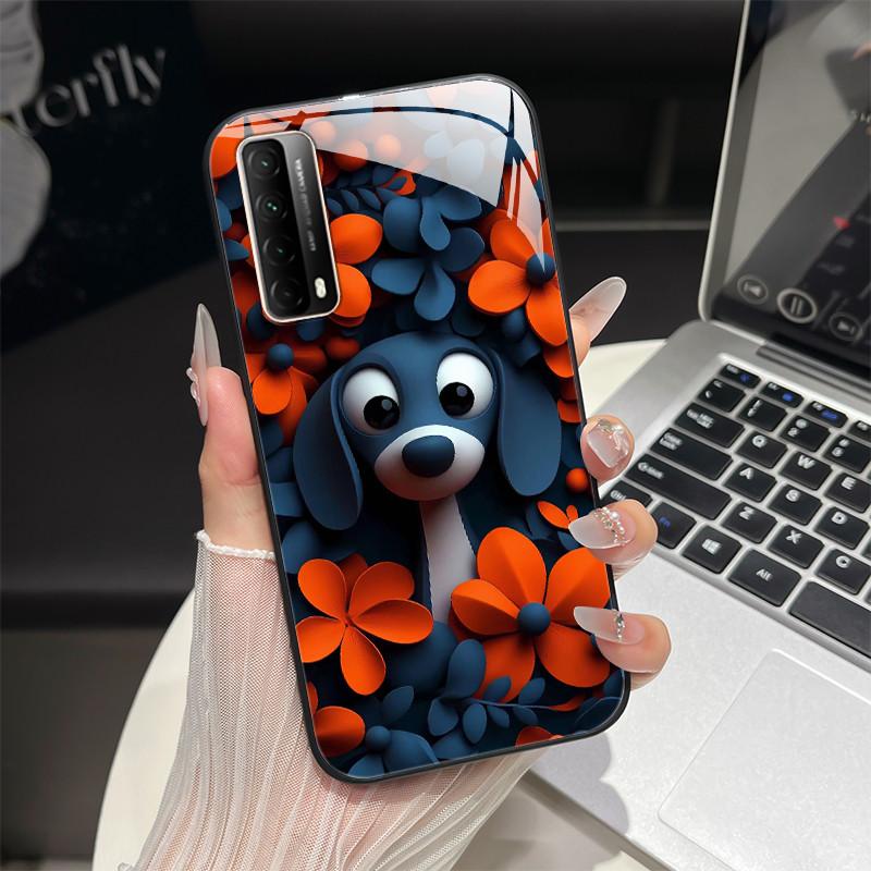For Huawei P Smart 2021 Phone Case Trendy Fantasy Design Tempered Glass Bumper For Huawei Y7A PPA-LX3 PPA-LX1 PPA-LX2 Back Cover