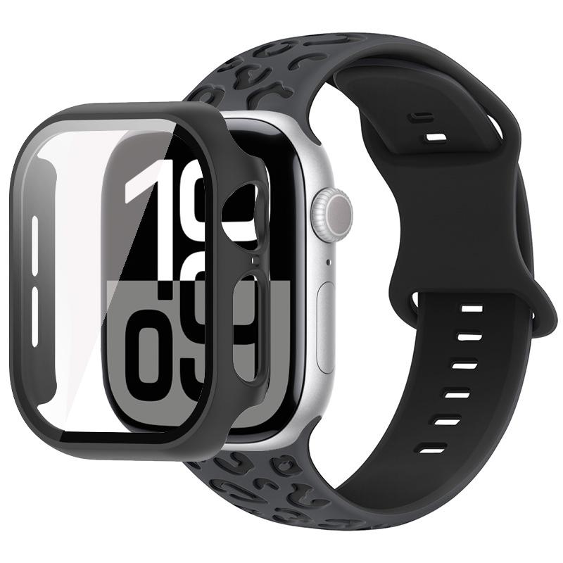 Ремешок-чехол 2в1 для Apple Watch 46 мм 44 мм 41 мм 41 мм 40 мм 38 мм 42 мм Чехол со стеклом для часов+Силиконовый браслет iwatch Series 11 10 9 8 7 6 5 4 SE3