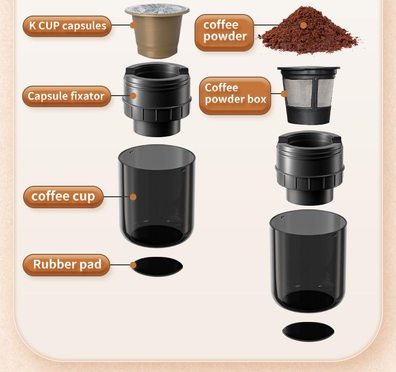 Portable Automatic K-Cup Coffee Maker for Home and Car - Wireless Electric Coffee Extractor