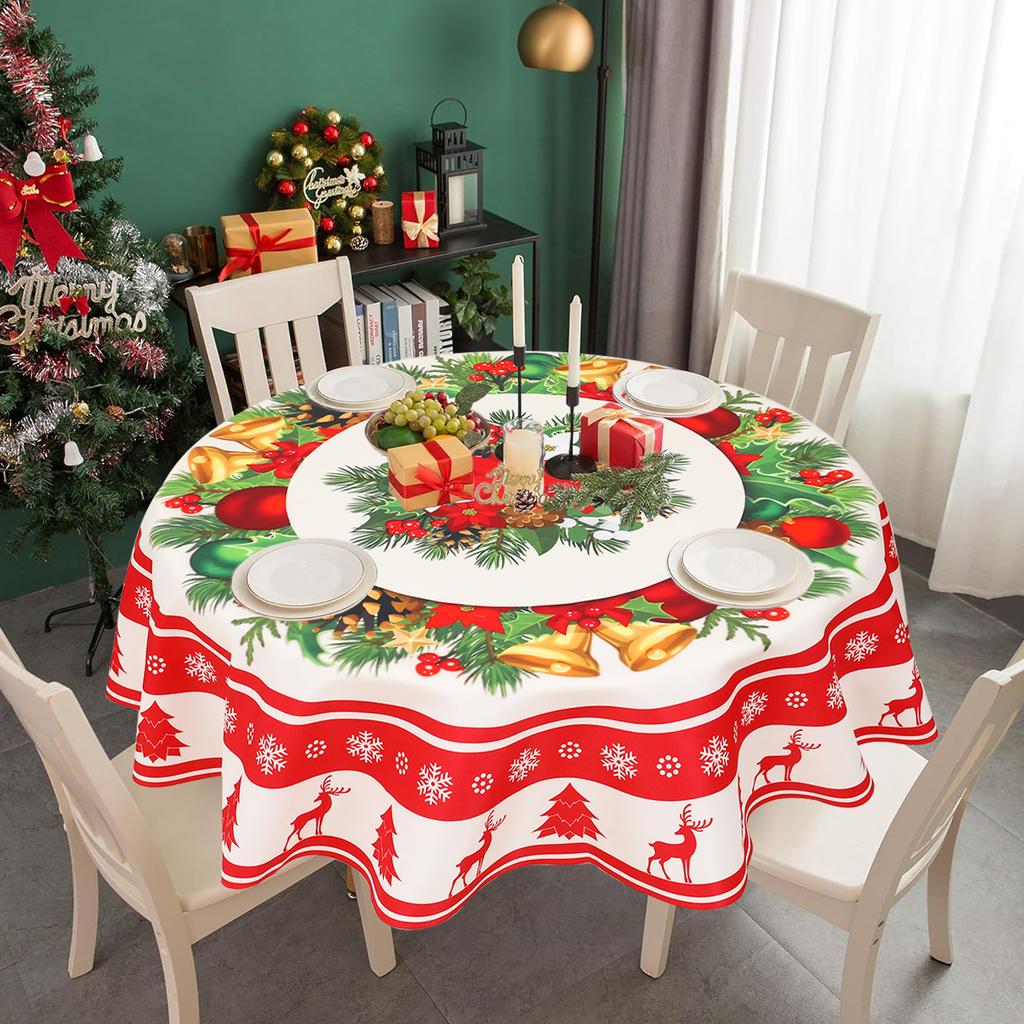 Рождественский Снеговик Лось Санта Клаус Круглая Скатерть Navidad Natal Noel Украшение С Рождеством Христовым Декор Для Дома 2025 Новый Год 2025