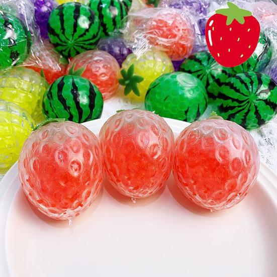 Bead Filled Fruit Squeeze Toy Stress Relief Strawberry Grape Watermelon Pineapple Pinch Sensory Fidget Toy Kids Adults Soft TPR Calming Stress Ball
