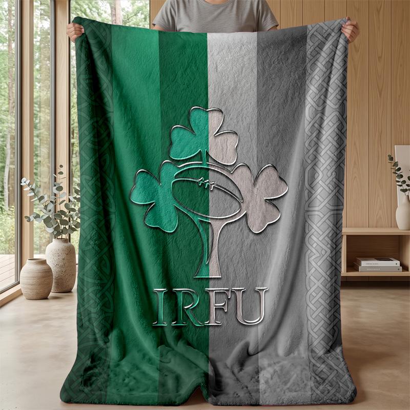 Ireland Rugby Flannel Fleece Blanket Cozy Warm Throw Blanket For Couch Bed Travel All Season Use