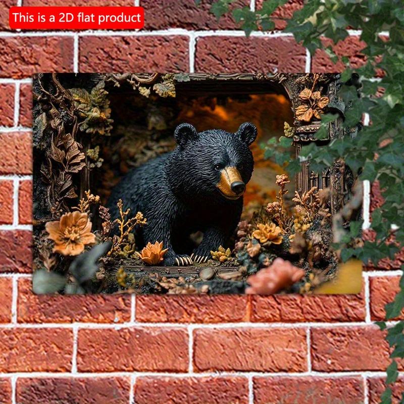 2D плоский деревянный знак 30*20 см винтажный медведь в лесу деревянная настенная декоративная вывеска для спальни, декор фермерского дома, декоративный настенный плакат