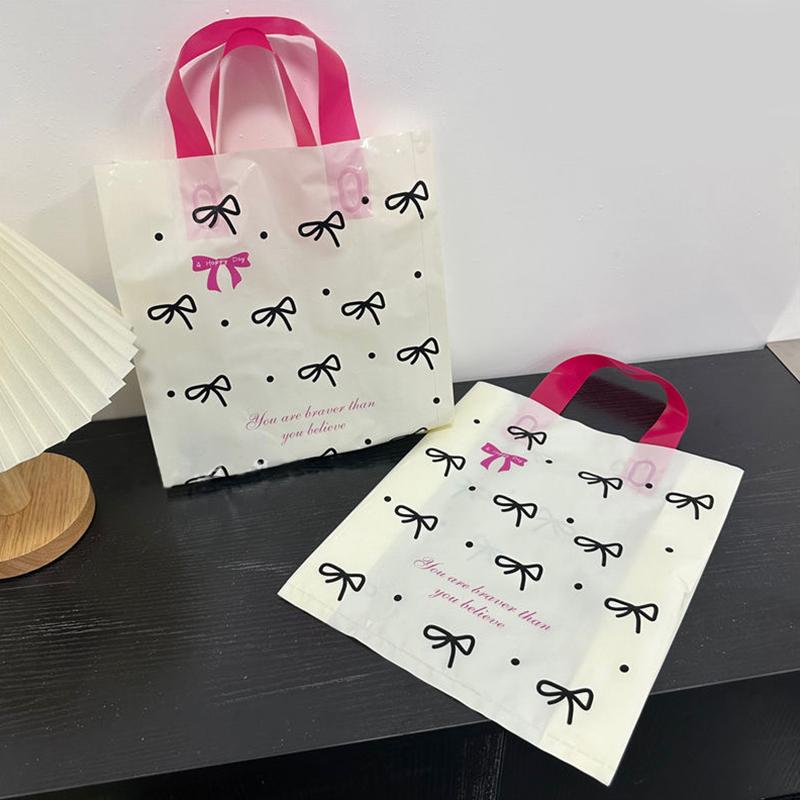 5/10 шт. Сумка-бабочка с узлом, мультяшная сумочка, утолщенная прозрачная сумка, прочный пластиковый пакет, многоразовый подарочный пакет, сумка для хранения 25x30x9 см