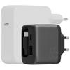 Energea Ampcharge Arc 65 USB-A/USB-C Wall Charger + Retractable USB-C PD/PPS/QC3.0 GaN Gunmetal Cable