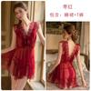 Women's Sheer Mesh Lace Bow Trim Sleep Dress with Robe Lingerie Set
