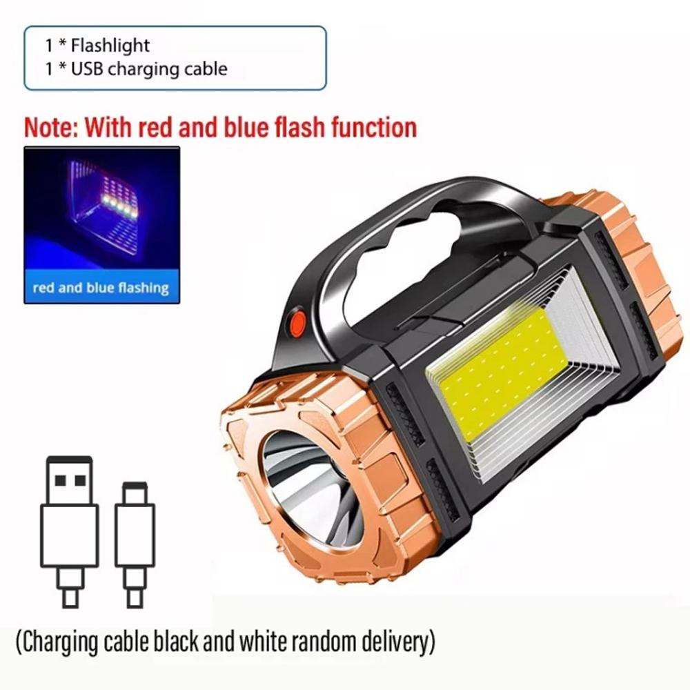 High Power Rechargeable LED Flashlight Multifunctional Portable Light with Side Light Waterproof Multiple Lighting Modes