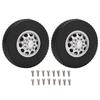 2Pcs RC Car Rubber Tire Aluminum Alloy Front Hub with Rubber Tires for Tamiya 1 14 Tractor Truck Front Wheel