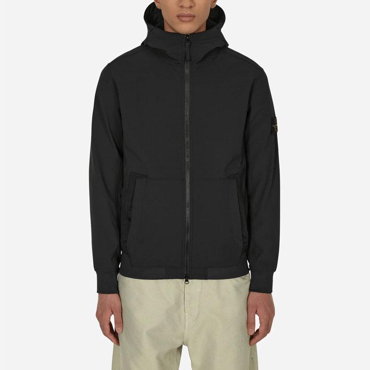 STONE ISLAND Куртка с капюшоном Soft Shell Черная Мужская Верхняя одежда 7715Q0122-V0029