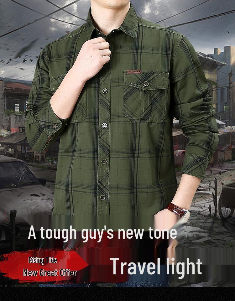 2024 Men's Winter Fleece-Lined Plaid Shirt – Plus Size, Long Sleeve, Casual Cotton Trendy Shirt