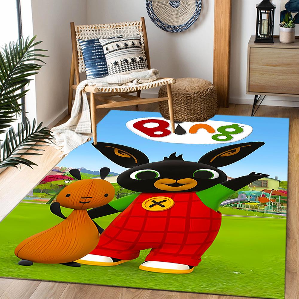 Bing's Colorful Adventure Themed Anti-Slip Rugs - Polyester Home Decor, Suitable for Bedrooms, Living Rooms, Doorways, Studios, and Decorations