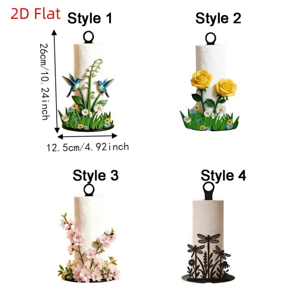 Acrylic Floral Tissue Holder 2D Flat Roll Paper Stand Practical Paper Towel Rack Parties