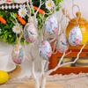 6 Pcs Simulated Easter Eggs Painted Egg with Rope Hanging Decoration Artificial