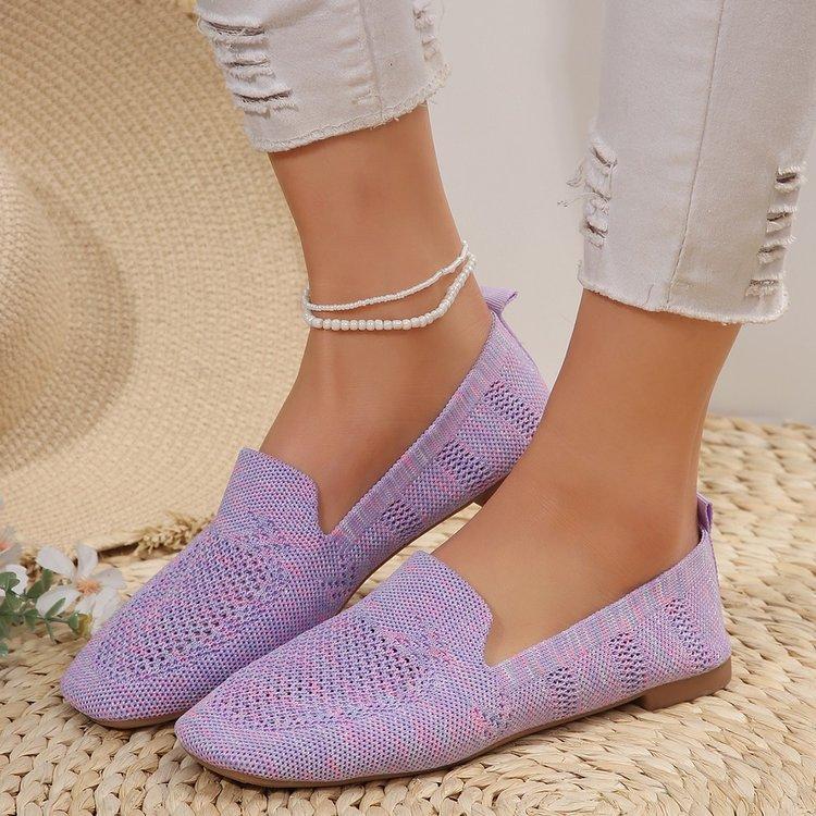 Большие размеры Lazy One Foot Stirrup Casual Shoes, квадратный носок, плоская подошва, ажурное переплетение, однотонные туфли