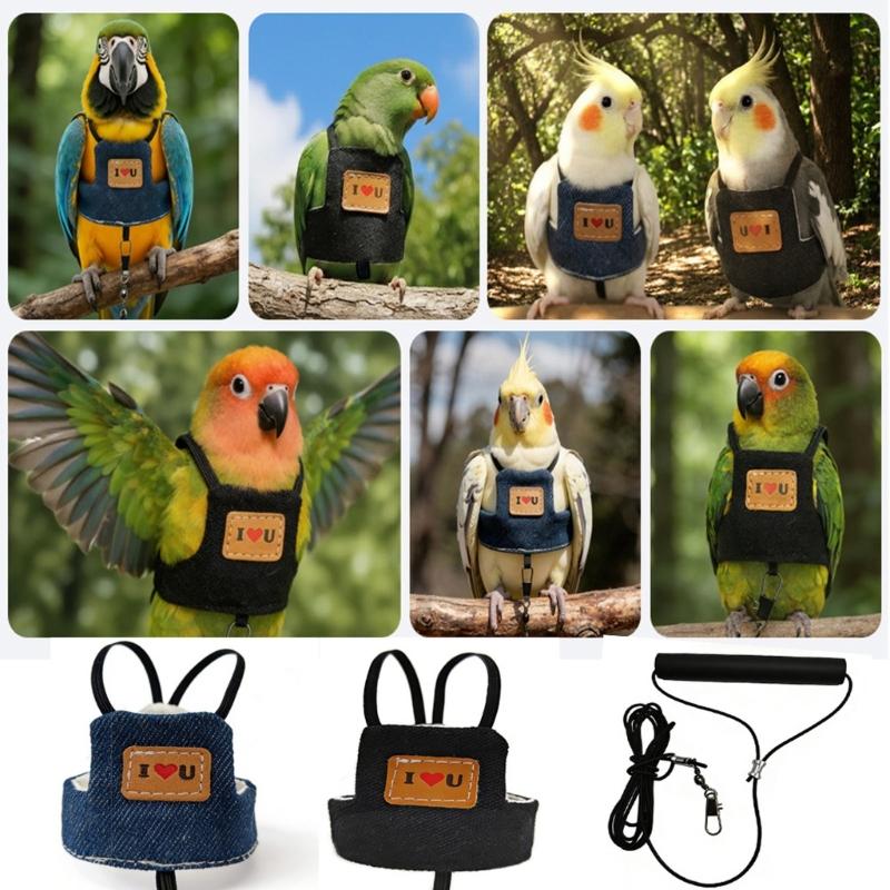 Parrots Flight Suit Harness Vest With Strong Leash Training Suit For Parrots Pet Bird Outdoor Exploration And Exercise