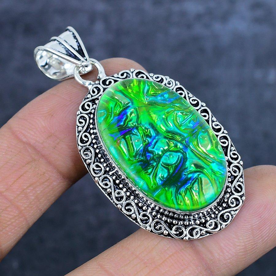 Натуральный зеленый триплет опал 925 стерлинговое серебро ювелирная подвеска 2,25" L8K76