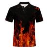 Trendy flame print short-sleeve polo shirt, great for casual daily wear.