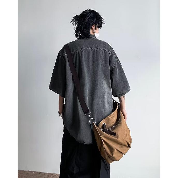 Летняя одежда мужская ретро повседневная рубашка студенческая свободная нишевая дизайнерская забавная новая мужская верхняя часть для ношения на открытом воздухе