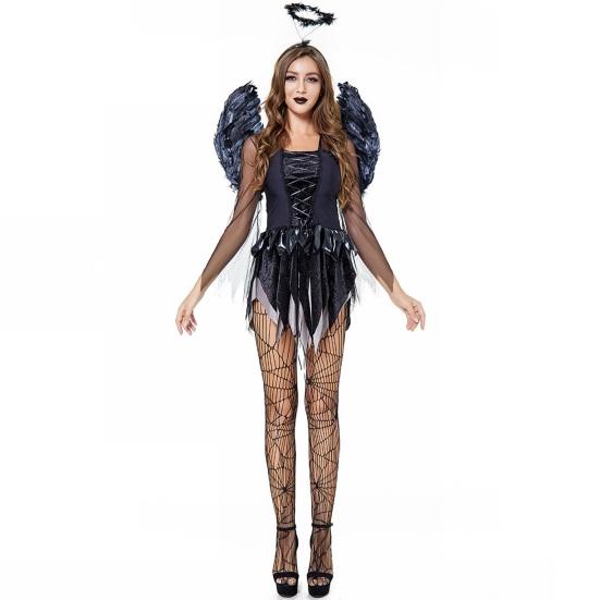 Костюм на Хеллоуин Темный ангел Падший ангел Косплей Набор Женская одежда Готическая ведьма Маскарадный костюм