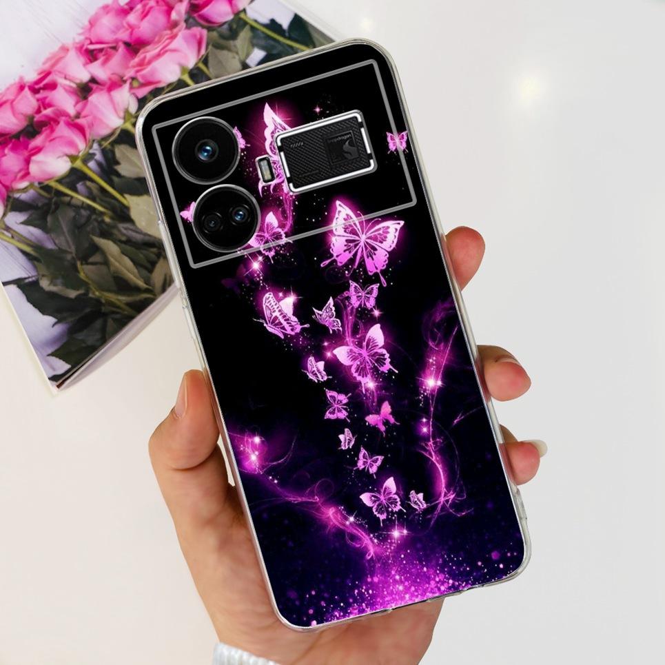 For Realme GT5 Case Clear Silicone Soft TPU Cover For OPPO Realme GT 5 RealmeGT5 Cases Flower Marble Jelly Bumper Coques