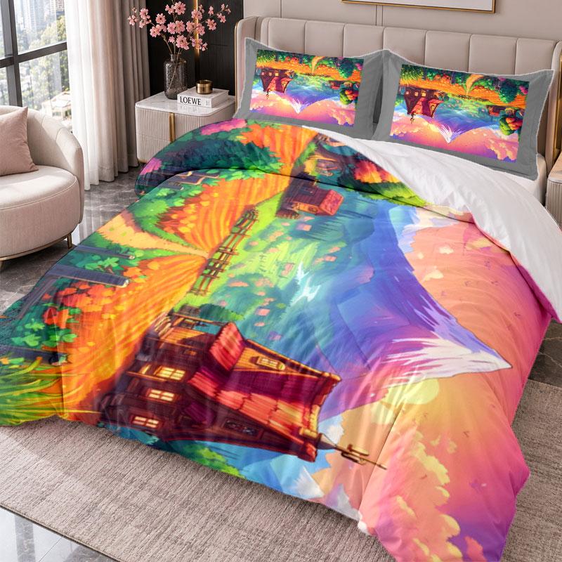 Stardew Valley 3Pcs Bedding Set Duvet Cover With Two Pillowcases For Bedroom Home Decoration