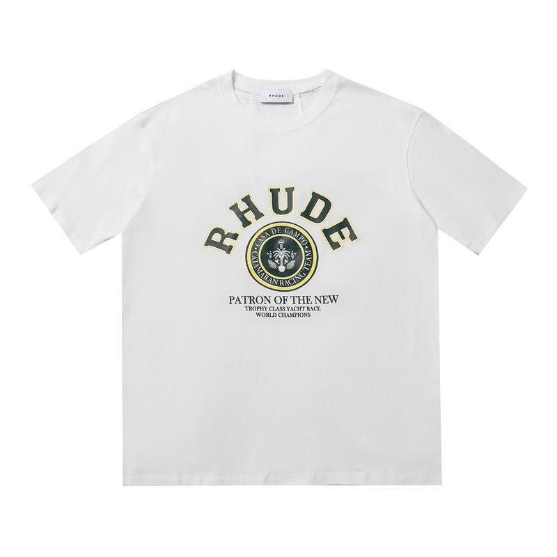 2023 Cross-border European and American trendy brand RHUDE micro-label letter logo pattern short-sleeved t-shirt men's and women's high street loose h