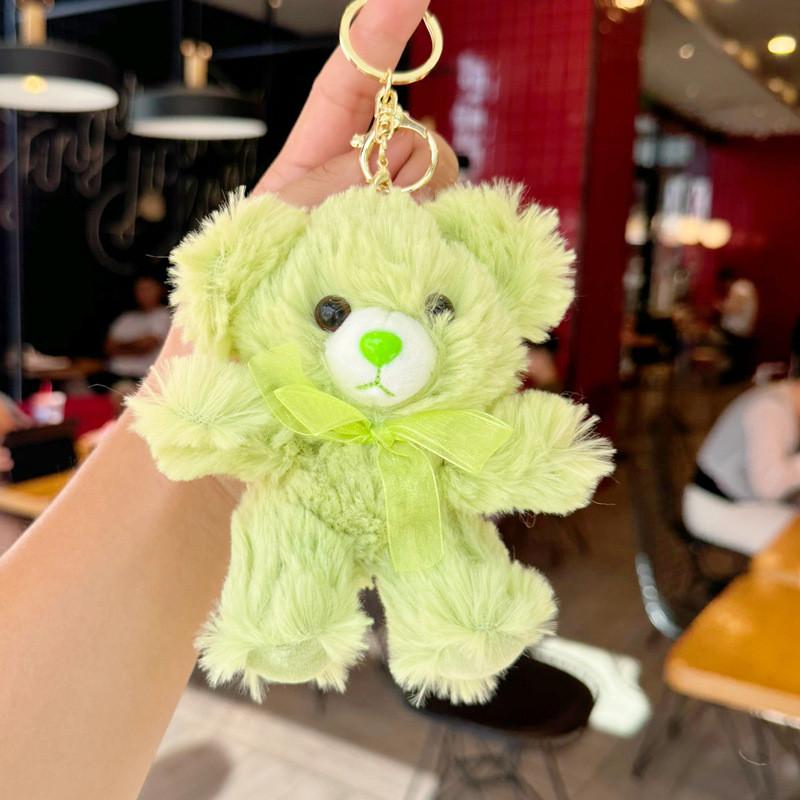 Teddy Bear Cartoon Plush Toy Bow Decoration Animal Doll Keychain Kid Pendant