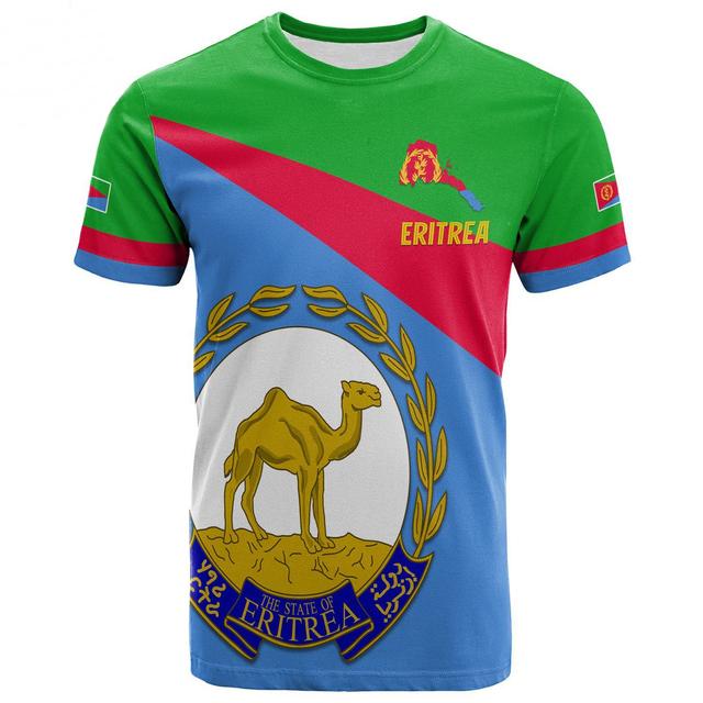 2023 Tessffel Африка Страна Эритрея Лев Красочные Ретро 3Dпринты мужские/женские летние повседневные забавные футболки с короткими рукавами уличная одежда