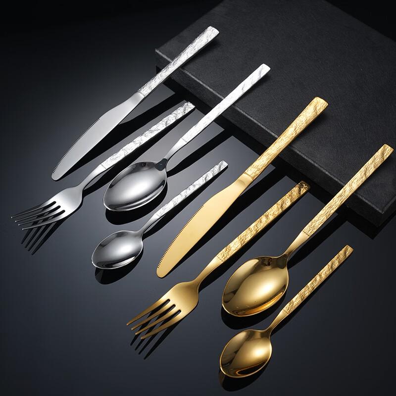 Abay Gold Stone Pattern Stainless Steel Cutlery Set