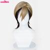 High Quality Zanka Nijiku Cosplay Wig 42cm Short Mixed Colors Heat Resistant Synthetic Hair Halloween Party Anime Wigs + Wig Cap