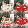 Christmas Polyester Round Tablecloth Merry Christmas Decor For Home 2025 Navidad Natal Cristmas Xmas Gift Happy NewYear 2025
