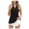 Women's Solid Color Lapel Loose T-Shirt Sleeveless Tank Top
