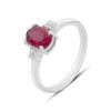Silver Ring with Natural Ruby 1.92ct, Cubic Zirconia, Product Weight 2.38 G (2165613)