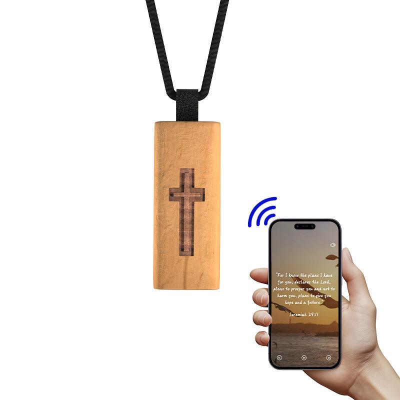 Деревянный крест-подвеска в европейском и американском стиле с NFC для Tap-to-Connect.