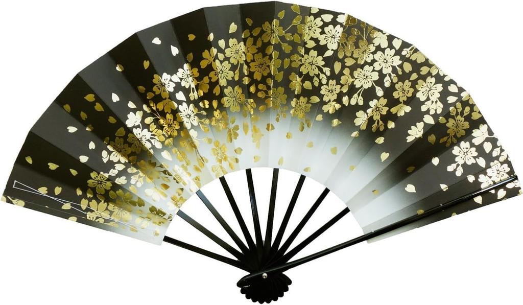 Spring Mist Dance Fan Black in Fan for Dance Use 1306, Lacquer, 9.5 inches, Box, (Black)
