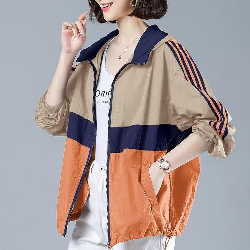 Size Plus Womens Sun Protection Jacket Uvprotective Summer Loose Versatile Breathable Hooded Lightweight Outerwear