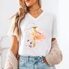 Pink Flower Letters Az Print Tshirt 26 Alphabet Unisexs Vneck Tshirt Flower Letter A B C D Short Sleeve Female Tees Tops
