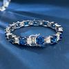Luoxi Temple 2024 S925 Silver Blue Ice Flower Cut Simulated Diamond Bracelet