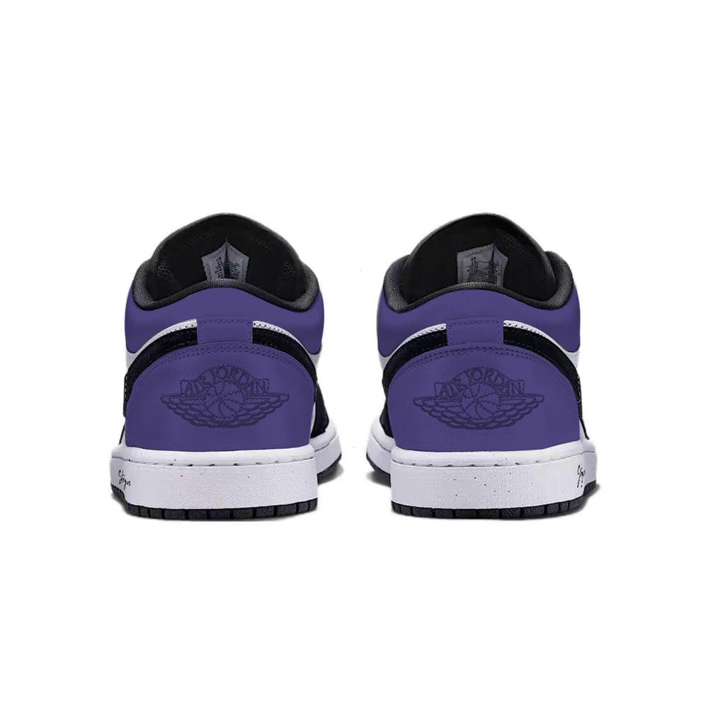Jordan Air Jordan 1 Purple Toes Низкие кроссовки для баскетбола с защитой от истирания, винтажные, унисекс, Черно-фиолетовые HF3148-106(Команда1291-)