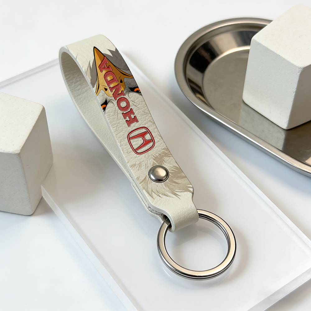 For Honda Soft PU Leather Motorcycle Keychain Lightweight Key Holder For Scooter Racing akp256