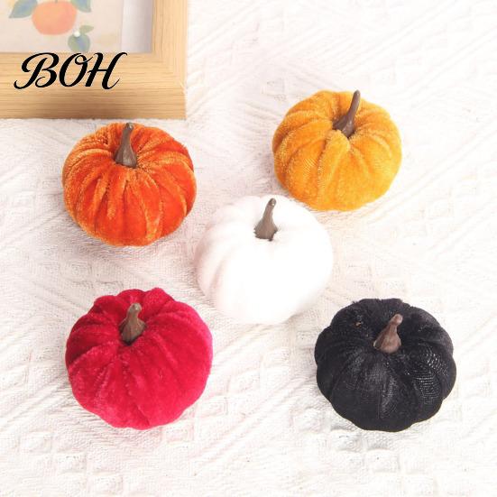 Modern Autumn Table Decor 20 PCS Velvet Pumpkin Decorative Ornaments, Multi-Color Artificial Fall Harvest Centerpieces for Mantel Shelf, Farmhouse