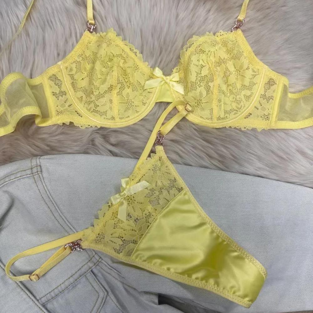 Сексуальный комплект нижнего белья для женщин, французский ультратонкий дышащий кружевной бюстгальтер с вышивкой, роскошный комплект нижнего белья со стразами, бюстгальтер и стринги