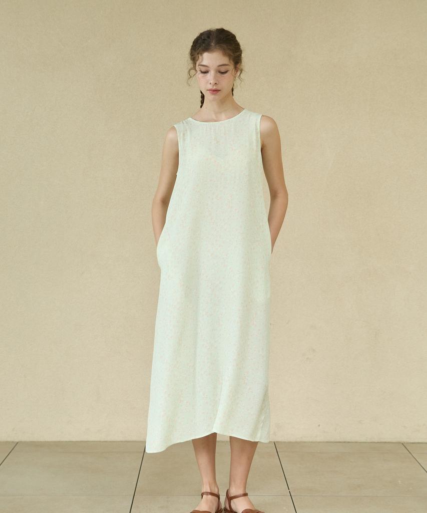 Wioi Floral String Sleeveless Dress_Green