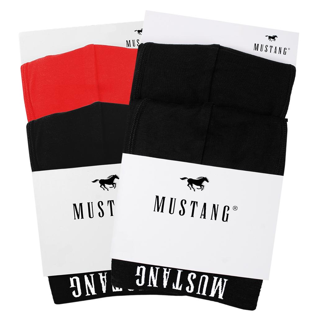 Mustang Men's Boxer Briefs 4-Pack Cotton Black Red Logo