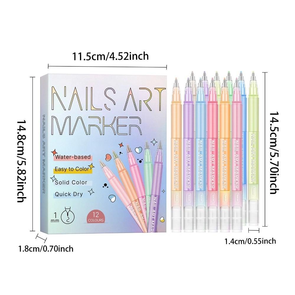 10/12 Colors Quick Dry Nail Art Polish Pens 10/12 Colors Nail Brush Marker Sets  for DIY Nail Art