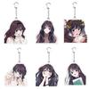 HESHI "Fragrant Flowers Bloom Boldly" Acrylic Keychain Set Featuring Kaoruko Waguri. 6-Piece Set. Moe Merchandise, Lightweight Anime Pendant, Bag Hang