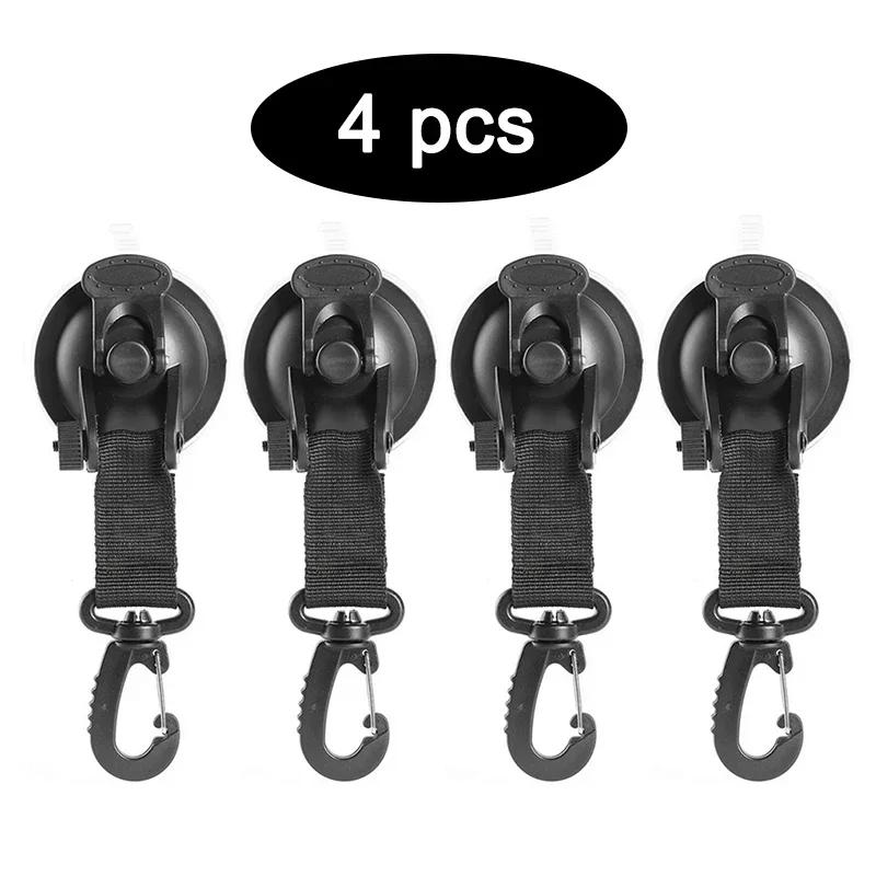 4Pcs Car Tent Suction Cups Buckle Side Round Triangular Awning Anchors Outdoor Camping Tent Suckers Anchor Securing Hook Black