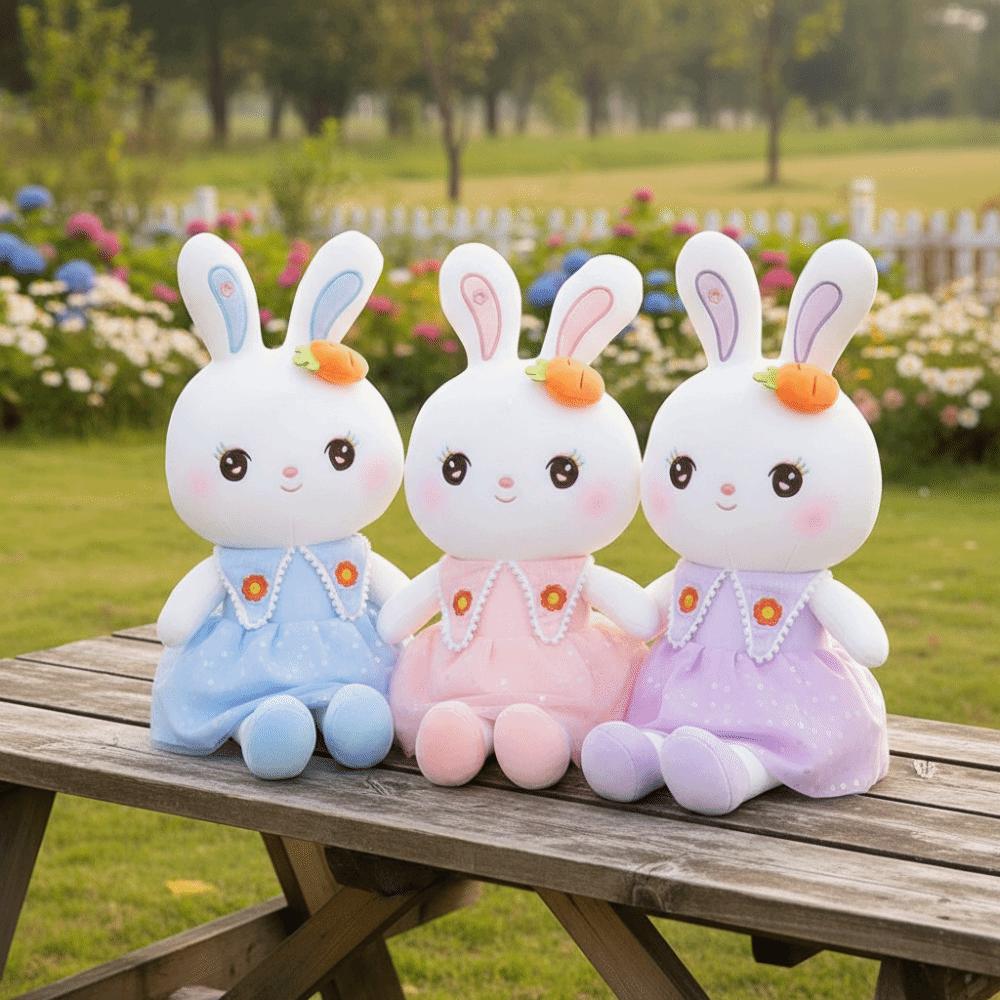PP Cotton Filled Stuffed Animal Short Plush Bunny Sleeping Doll Lovely Design Plush Toy  Kids Gift