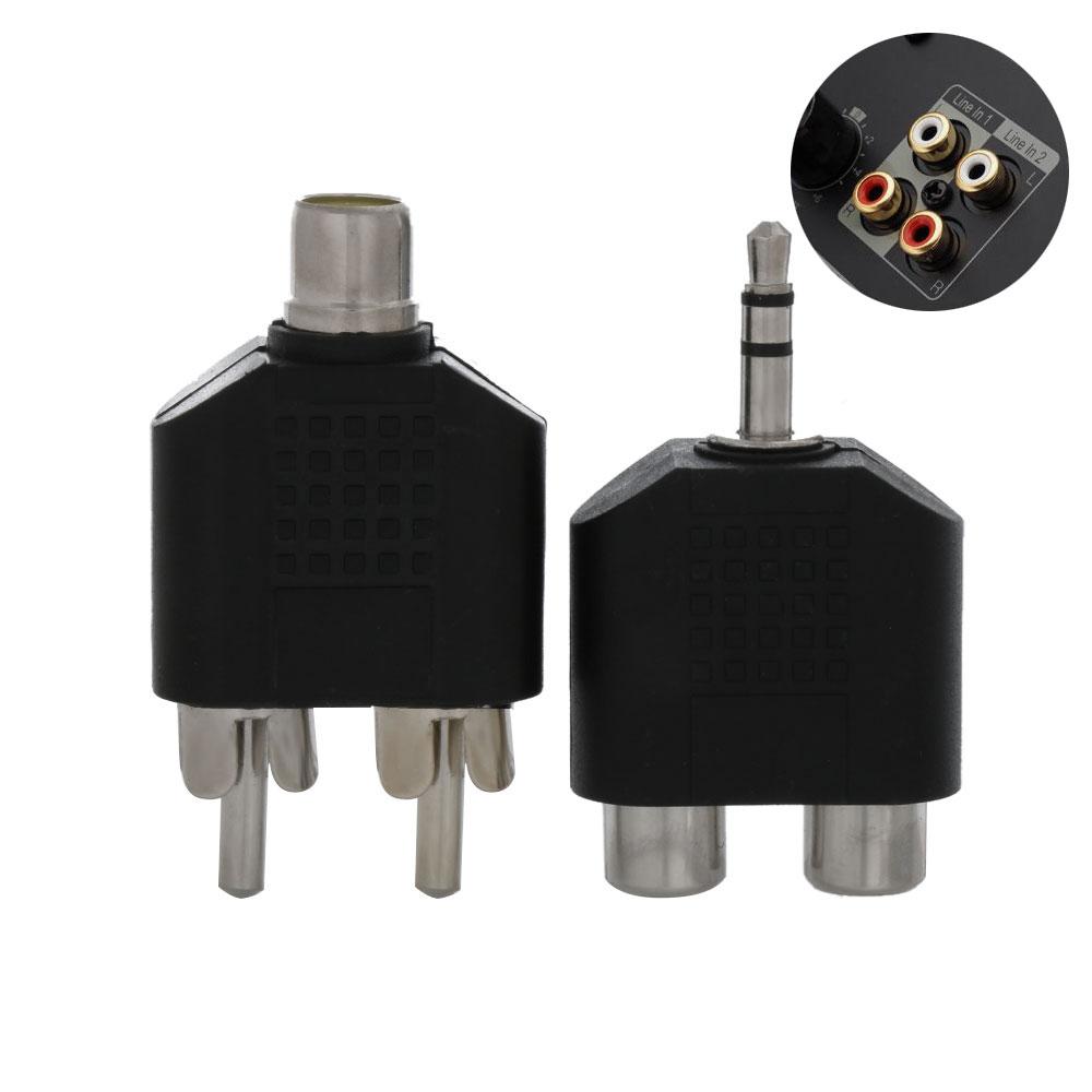 Interconnects Video Accessories Black 3.5mm To 2 RCA Female Male Audio Adapter Converter Y Splitter