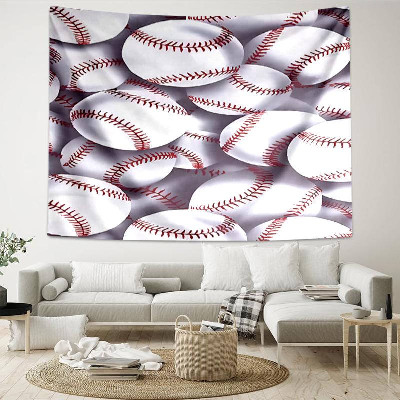 Baseball Print Tapestry, Backdrop, Easy Setup, Ideal for Bedroom, Office & Living Room, with Aesthetic Wall Hanging Decor.